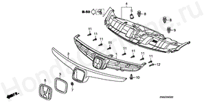 FRONT GRILLE ('08) B-45 FRONT GRILLE ('08)