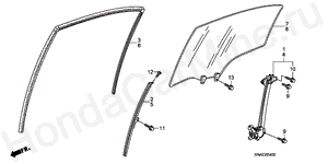 REAR DOOR GLASS/ DOOR REGULATOR B-54 REAR DOOR GLASS/ DOOR REGULATOR
