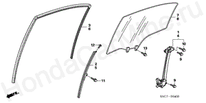 REAR DOOR GLASS/DOOR REGU LATOR B-54 REAR DOOR GLASS/DOOR REGU LATOR