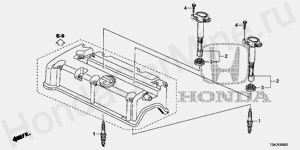 E-5 ОТВЕРСТИЕ ДЛЯ СВЕЧИ; КАТУШКА (2.4L)