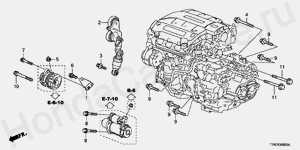 ОПОРА ГЕНЕРАТОРА ПЕРЕМЕННОГО ТОКА/МЕХАНИЗМ НАТЯЖЕНИЯ (V6) (-'12) E-6 ОПОРА ГЕНЕРАТОРА ПЕРЕМЕННОГО ТОКА/МЕХАНИЗМ НАТЯЖЕНИЯ (V6) (-'12)