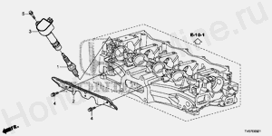 E-5-1 ОТВЕРСТИЕ ДЛЯ СВЕЧИ; КАТУШКА (1.8L)