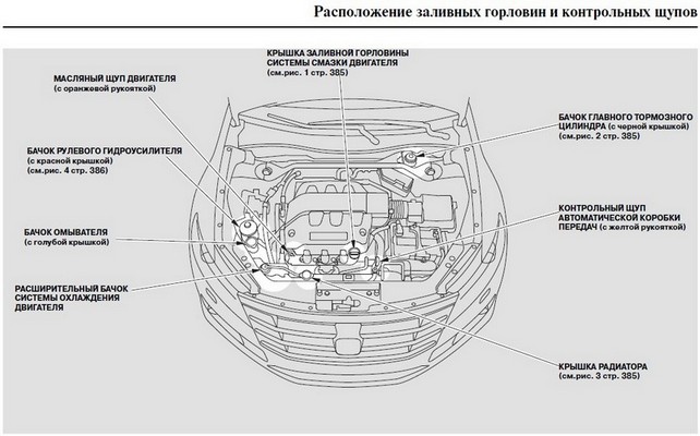 Во время планового ТО проводится контроль уровня всх технических жидкостей Honda Crosstour 2012